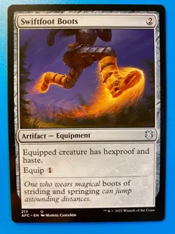 MTG 1x Swiftfoot Boots 217 Adventures in the Forgotten Realms Magic the x1 NM - Image 1
