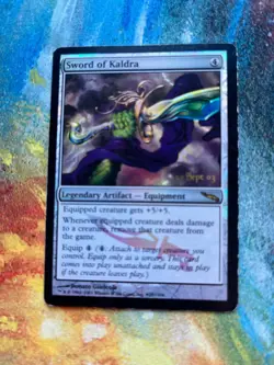 Sword of Kaldra, FOIL Promo, Mirrodin, MTG Singles (worn condition - edges) - Image 1