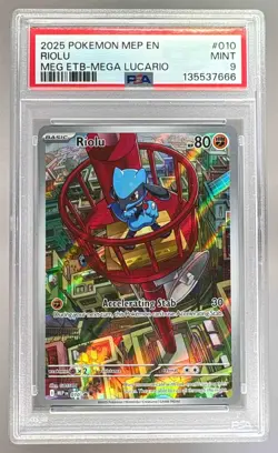 135537666 Riolu 2025 Pokemon ME Mega Evolution ETB Promo - MEP EN #010 PSA 9 - Image 1