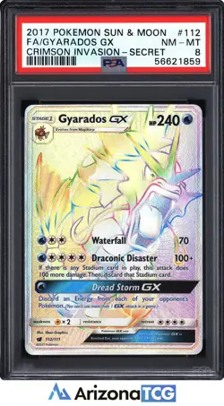 Pokemon 2017 Gyarados GX 112/111 Rainbow Full Art SR Crimson Invasion PSA 8 - Image 1