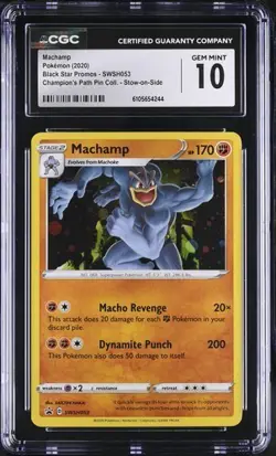Pokemon Machamp (2020) Black Star Promos SWSH053 CGC 10 - Image 1