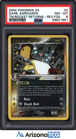 Pokemon 2004 Dark Ampharos 2/109 Reverse Foil EX Team Rocket Returns PSA 8 - Image 1