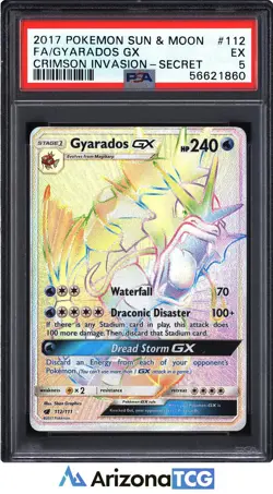 Pokemon 2017 Gyarados GX 112/111 Full Art Secret Rare Crimson Invasion PSA 5 - Image 1