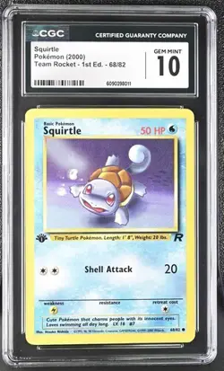 Pokemon 2000 Squirtle Team Rocket - 1st Ed. 68/82 CGC 10 - Image 1