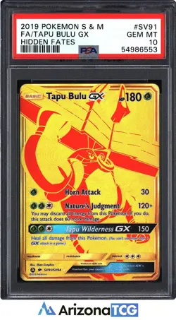 Pokemon 2019 Tapu Bulu GX SV91 Full Art Shiny Vault Hidden Fates GEM MINT PSA 10 - Image 1