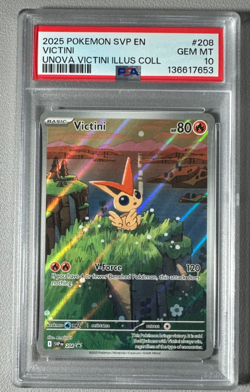 2025 Pokemon SVP 208 Victini PSA 10 Graded Illustration Rare Promo Unova 653 - Image 1