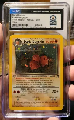 2000 POKEMON TEAM ROCKET FIRST EDITION #6/82 DARK DUGTRIO HOLO CGC RECORD HOLDER - Image 1