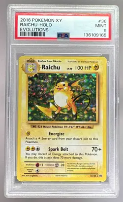 136109165 Raichu 2016 Pokemon XY Evolutions #36/108 Holo PSA 9 - Image 1