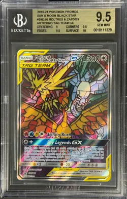 Pokemon 2016 S&M Black Star Promo #210 Molt, Zap, & Artic Tag Team GX BGS 9.5 - Image 3