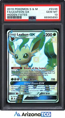 Pokemon 2019 Leafeon GX SV46/SV94 Full Art Hidden Fates GEM MINT PSA 10 - Image 1