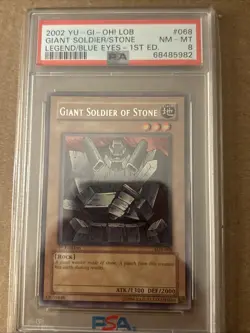 2002 YU-GI-OH! LOB-LEGEND OF BLUE EYES WHITE DRAGON GIANT SOLDIER OF STONE PSA 9 - Image 1