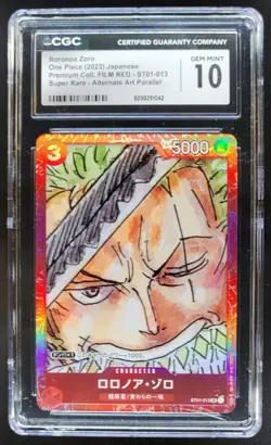 2023 ONE PIECE CCG JAPANESE RORONOA ZORO FILM RED ALT ART ST01-013 CGC 10 B PT - Image 1