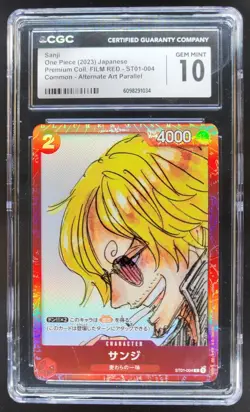2023 ONE PIECE CCG JAPANESE SANJI FILM RED ALTERNATE ART ST01-004 CGC 10 B PT - Image 1