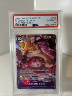 2025 One Piece CHARLOTTE LINLIN Alt Art OP11-073 A Fist Of Divine Speed PSA 10 - Image 1