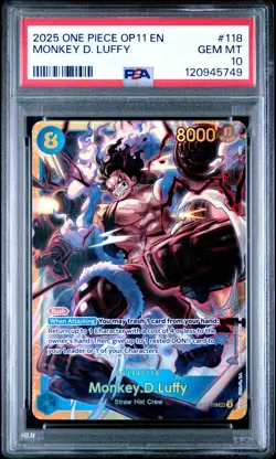 2025 ONE PIECE OP11-A FIST OF DIVINE SPEED #118 MONKEY D. LUFFY PSA 10 - Image 1