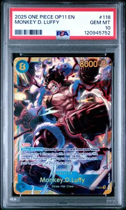2025 ONE PIECE OP11-A FIST OF DIVINE SPEED #118 MONKEY D. LUFFY PSA 10 - Image 1