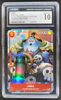 2025 ONE PIECE CCG JINBE BORDERLESS ST21-005 CGC 10 B PT - Image 1