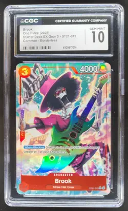 2025 ONE PIECE CCG BROOK BORDERLESS ST21-012 CGC 10 B PT - Image 1