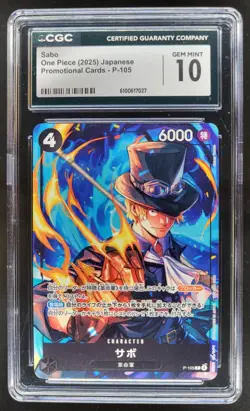 2025 ONE PIECE CCG JAPANESE SABO PROMO P-105 CGC 10 B PT - Image 1
