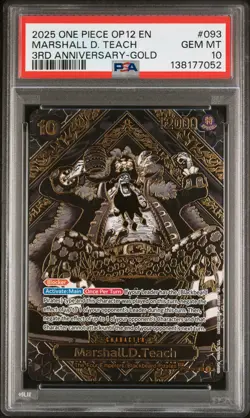 2025 ONE PIECE OP12-LEGACY OF THE MASTER 3RD ANV-GOLD MARSHALL D. TEACH PSA 10 - Image 1
