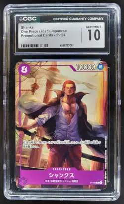 2025 ONE PIECE CCG JAPANESE SHANKS PROMO P-104 CGC 10 B PT - Image 1