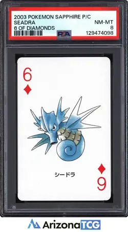 Pokemon 2003 Seadra 6 Of Diamonds Pokemon Sapphire Playing Card Japanese PSA 8 - Image 1