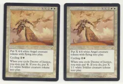 MTG SCOURGE 2x LP/MP Decree of Justice Magic the Gathering Card X 4/4 Angel Toke - Image 1