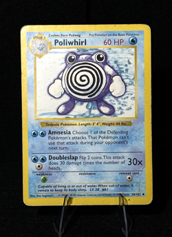 Pokemon Poliwhirl 38/102 Base Set Shadowless Regular Water MP Vintage TCG Card - Image 1
