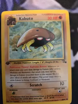 Pokemon TCG Kabuto Fossil 1st Edition Common Card 50/62 - Image 1