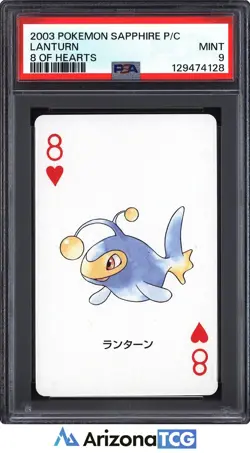 Pokemon 2003 Lanturn 8 Of Hearts Pokemon Sapphire Playing Card Japanese PSA 9 - Image 1
