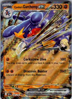 Pokemon TCG Cynthia's Garchomp ex 104/182 Double Rare Destined Rivals NM Card - Image 1