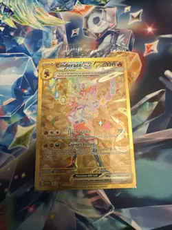 Pokemon - Cinderace ex SVP 163 Gold Full Art Terapagos UPC Promo Card Exclusive - Image 1
