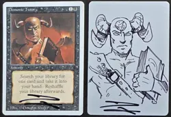 SKETCHED MtG Magic Douglas Shuler Revised Artist Proof _ DEMONIC TUTOR _ 1/100! - Image 1