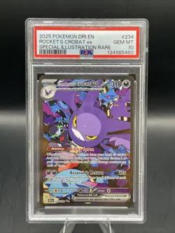 2025 POKEMON DESTINED RIVALS ILLUSTRATION RARE TEAM ROCKET'S CROBAT EX PSA 10 - Image 1