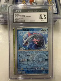 🔥 CGC 8.5 HUGE MISCUT ERROR Veluza 56/193 Rev Holo Paldea Evolved Pokemon Card - Image 1