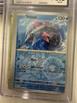 🔥 CGC 8.5 HUGE MISCUT ERROR Veluza 56/193 Rev Holo Paldea Evolved Pokemon Card - Image 2