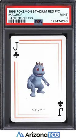 Pokemon 1998 Machop Jack Of Clubs Pokemon Stadium Red Japanese PSA 9 - Image 1