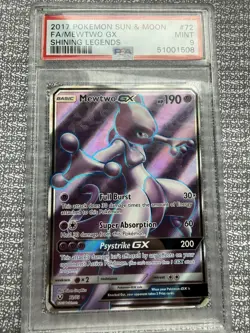2017 Pokemon Shining Legends Mewtwo GX Full Art #72 - PSA 9 Mint - Image 1