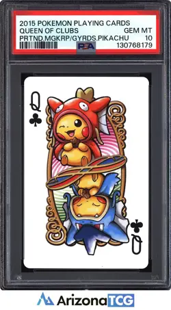 Pokemon 2015 Poncho Pikachu Queen Of Clubs Pokemon Playing Cards PSA 10 - Image 1