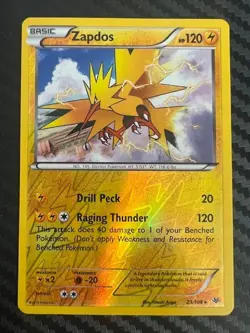 Pokemon TCG Zapdos 23/108 X&Y Roaring Skies Reverse Holo Rare VLP - Image 1