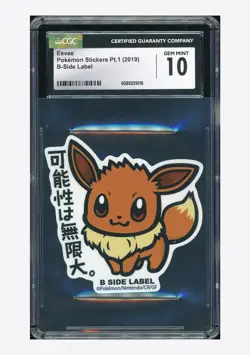 Pokemon CGC 10 GEM MINT Eevee B-Side Label 2019 Pokemon Stickers Pt.1 Japanese - Image 1