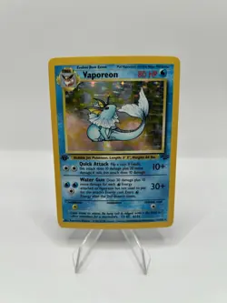 Pokemon TCG 1st Edition Vaporeon 12/64 Jungle 1999 Holo Rare WOTC - MP - Image 1