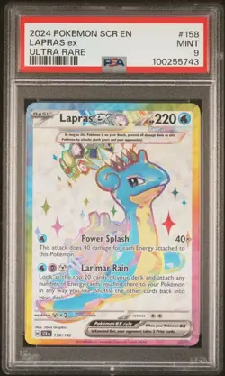 2024 POKEMON SCR EN-STELLAR CROWN ULTRA RARE #158 LAPRAS EX PSA 9 - Image 3