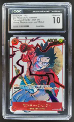 2025 ONE PIECE CCG JAPANESE MONKEY D. LUFFY PROMO ST01-012 CGC 10 B PT - Image 1