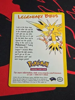 Legendary Birds Crossword WOTC Black Star Promo Insert Card Pokemon TCG Vintage - Image 1