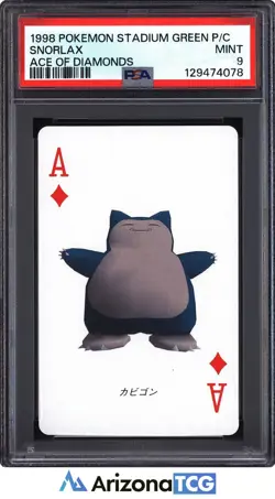 Pokemon Stadium 1998 Snorlax Ace Of Diamonds Green Playing Card Japanese PSA 9 - Image 1
