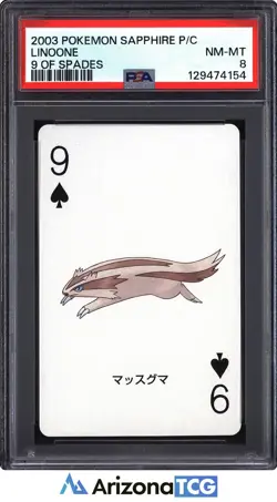 Pokemon 2003 Linoone 9 of Spades Pokemon Sapphire Playing Cards Japanese PSA 8 - Image 1