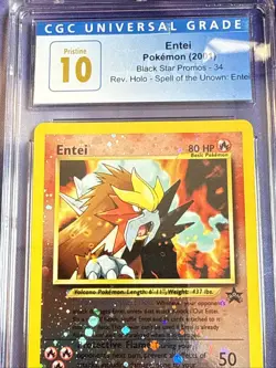 CGC 10 PRISTINE Entei 2001 Black Star Movie Promo 34 Reverse Holo Pokemon Card - Image 5