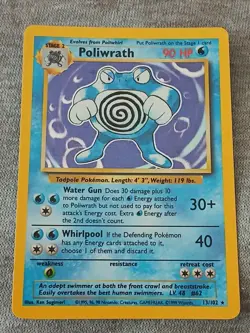 Poliwrath Holo Rare Pokemon TCG Card Unlimited Base Set 13/102 LP - Image 1