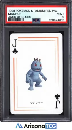 Pokemon Stadium 1998 Machop Jack Of Clubs Red Playing Card Japanese PSA 9 - Image 1
